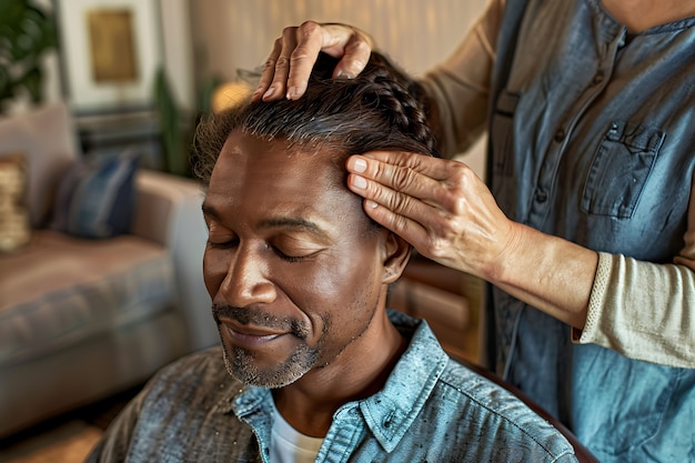 Free photo person enjoying a scalp massage at spa