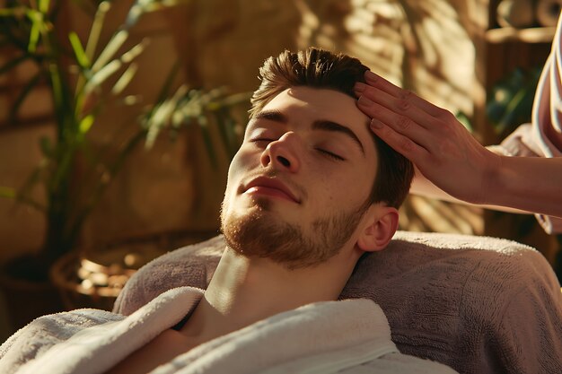 Person enjoying a scalp massage at spa