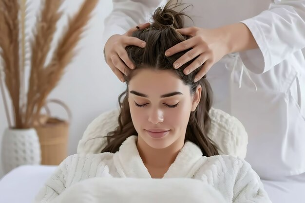 person enjoying a scalp massage at spa