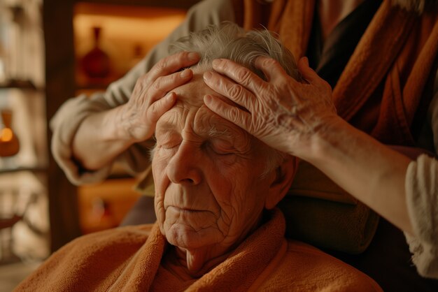 Person enjoying a scalp massage at spa