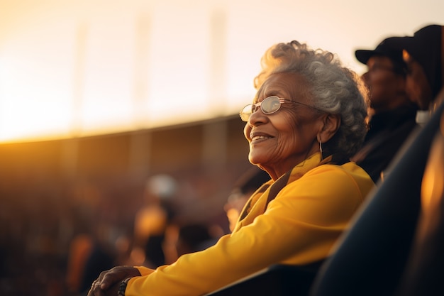 Free photo person enjoying a soccer match