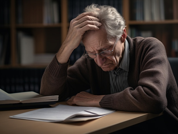 Free photo person feeling anxiety induced by documents and work