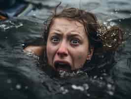 Foto gratuita persona che prova ansia indotta dal nuoto
