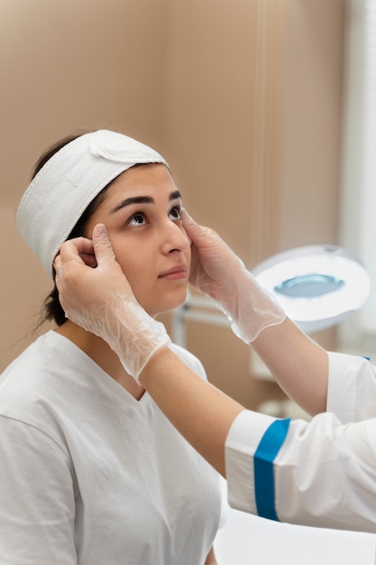 Person getting micro needling beauty treatment