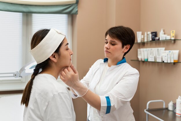 Person getting micro needling beauty treatment