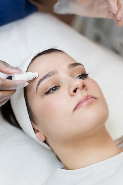 Person getting micro needling beauty treatment