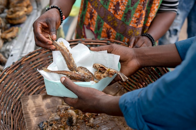 Person getting street food