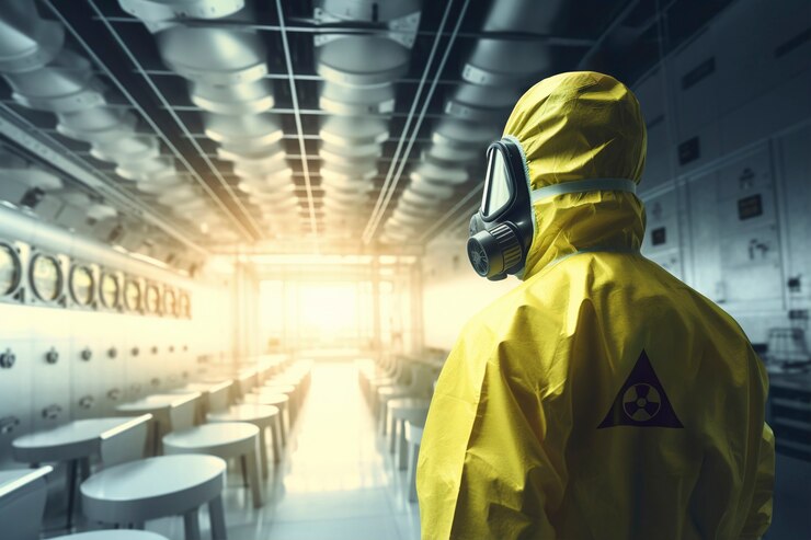 Free Photo person in hazmat suit working at a nuclear power plant