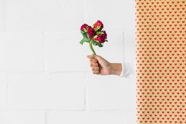 Person holding bouquet of flowers