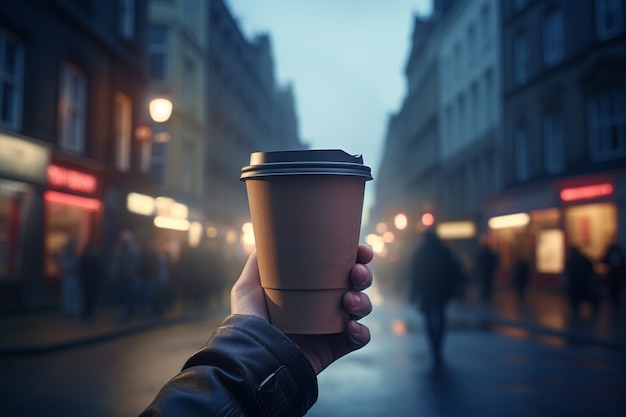 Free photo person holding cup of coffee