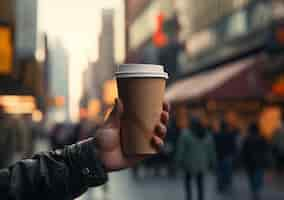 Free photo person holding cup of coffee