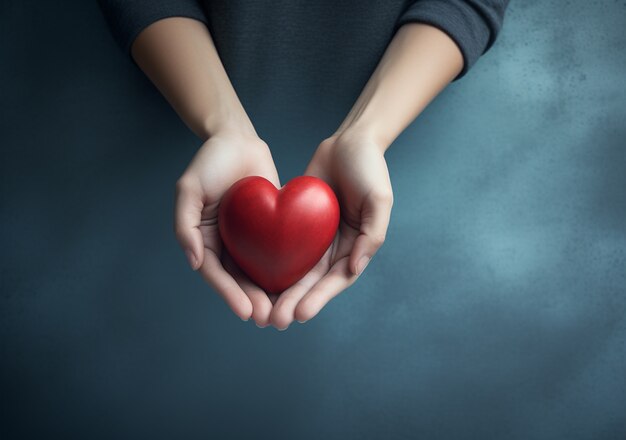 Person holding heart shaped object