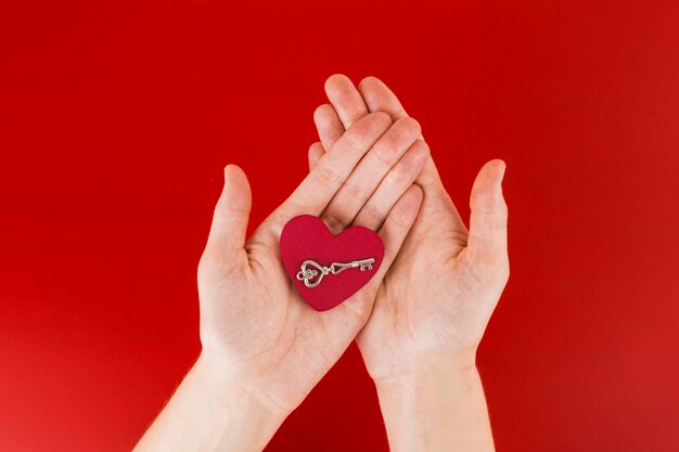Person holding small heart in hands 