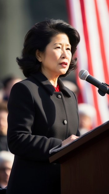 Free photo person holding a speech at official event