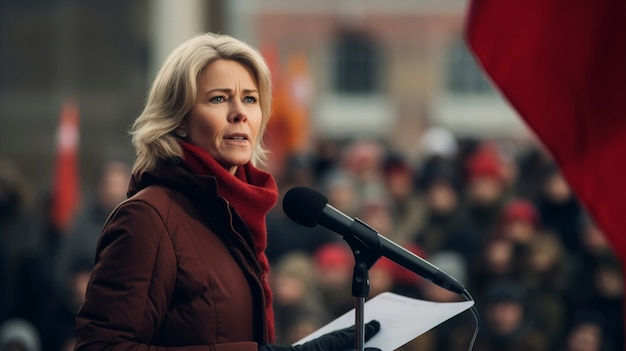 Person holding a speech at official event