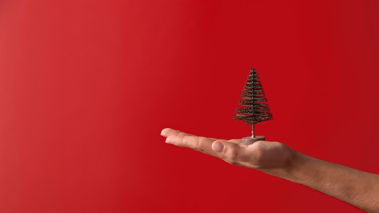 Free Photo person holding tree decor horizontal orientation