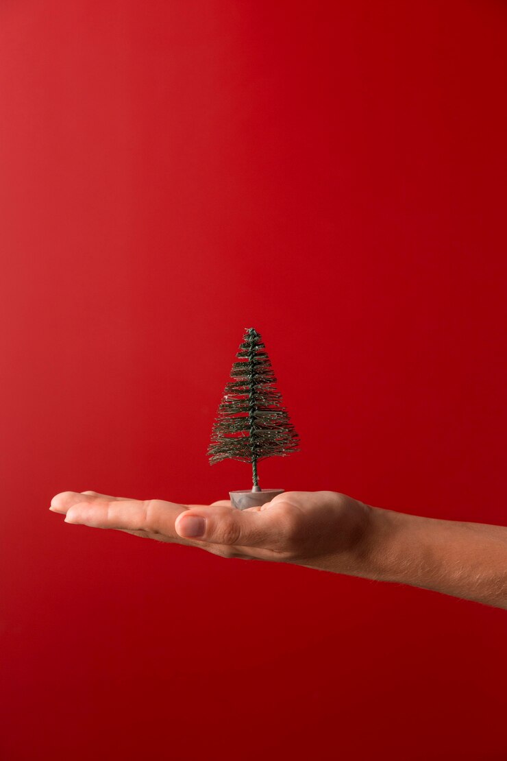 Free Photo person holding tree decor vertical orientation