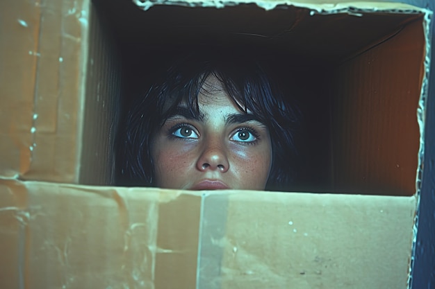 Person living inside a box