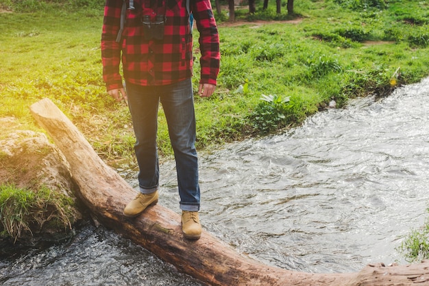 Person on a log