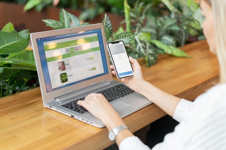 Free Photo person paying with its smartphone wallet app