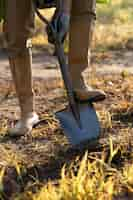 Free photo person planting tree on the countryside