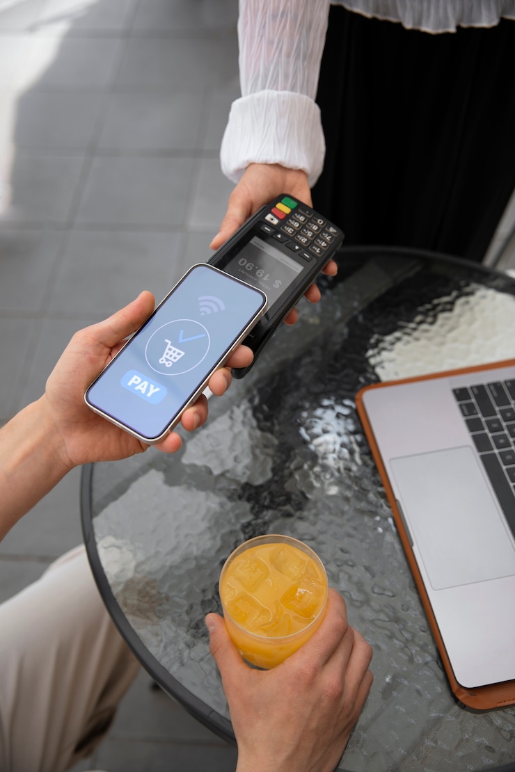 Free Photo person playing contactless