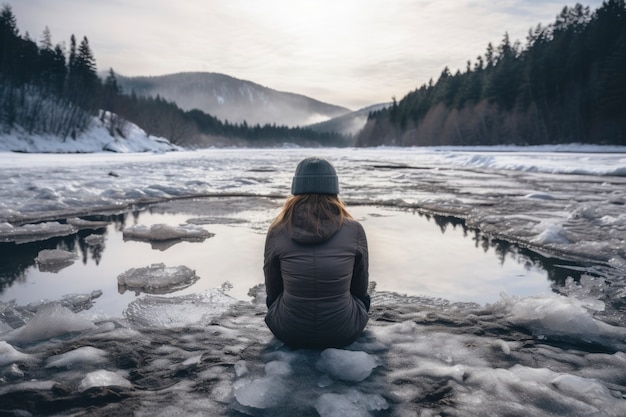 Foto gratuita persona che pratica l'esposizione al freddo per il metabolismo