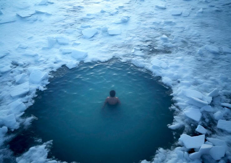 Free Photo person practicing cold exposure for metabolism