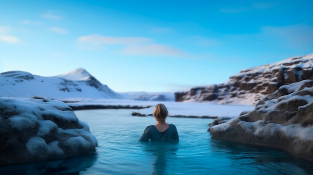 Foto gratuita persona che pratica l'esposizione al freddo per il metabolismo