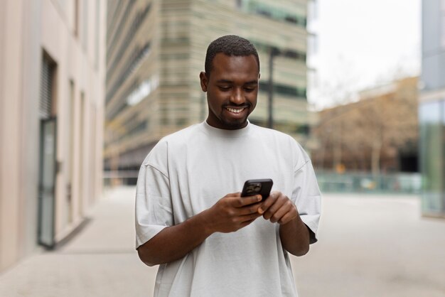 Person reading cell phone messages