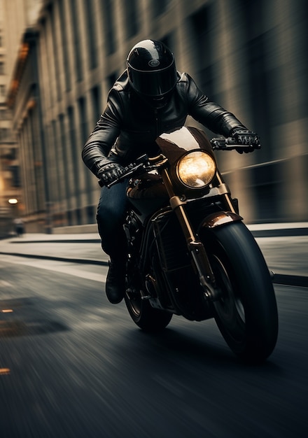 Person riding a powerful motorcycle at high speed