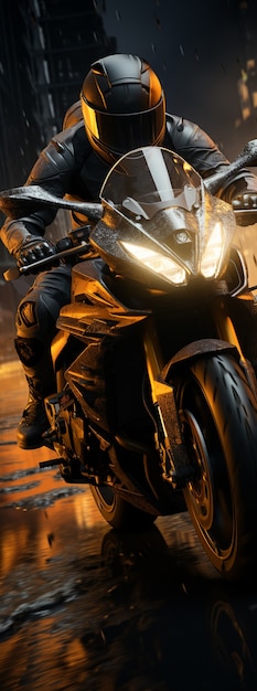 Free photo person riding a powerful motorcycle