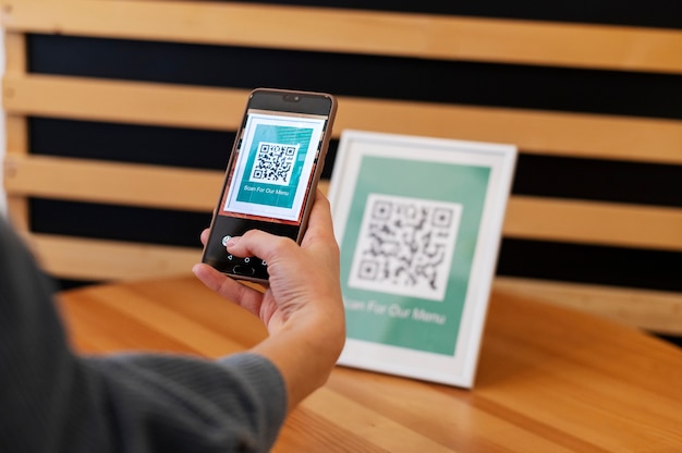 Person scanning qr code