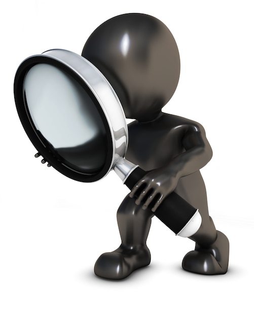 Person seeing through a magnifying glass