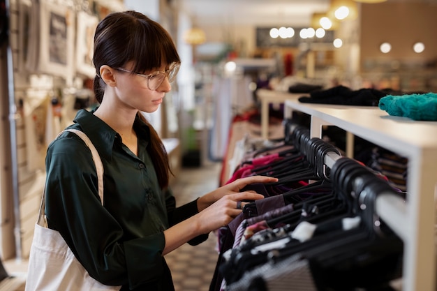 Person shopping in second hand market