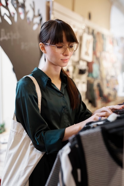 Person shopping in second hand market