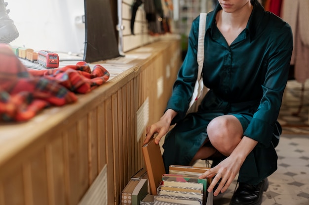 Person shopping in second hand market