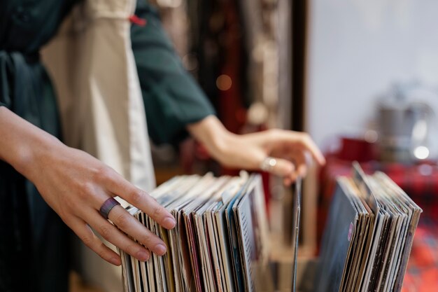 Person shopping in second hand market