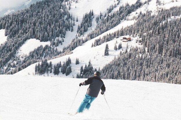 Person skiing in the mountains