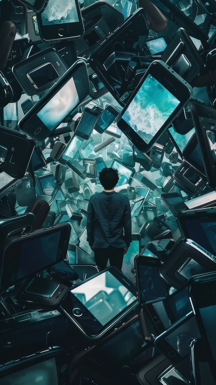 Free Photo person suffering from technology addiction and cybersickness