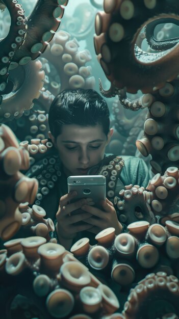 Foto gratuita persona affetta da dipendenza dalla tecnologia e da cybersickness