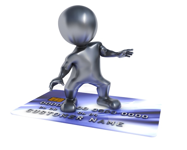 Free photo person surfing above a credit card