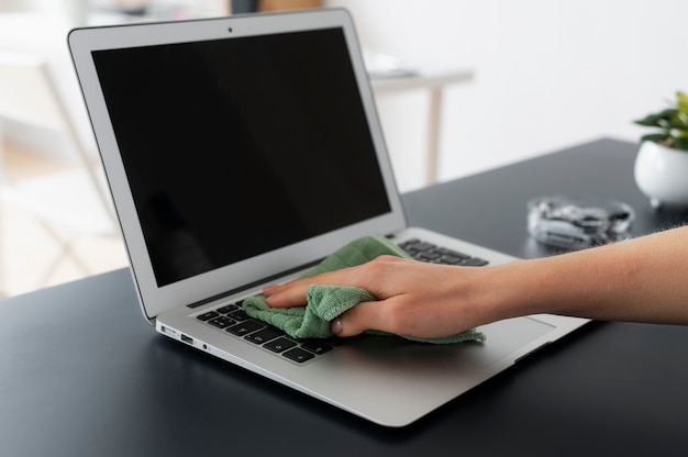 Person taking care of office cleaning