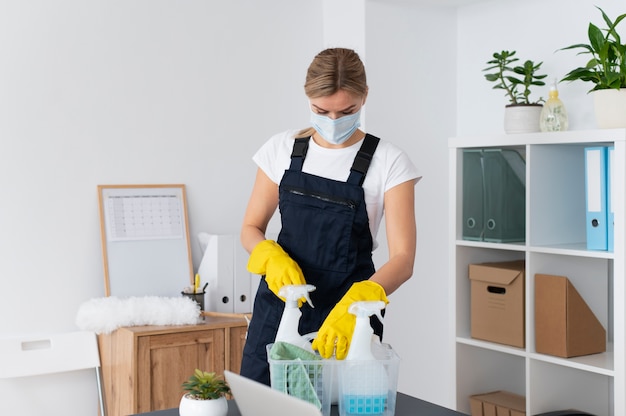 person taking care of office cleaning