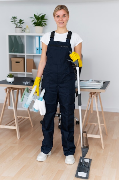 Person taking care of office cleaning