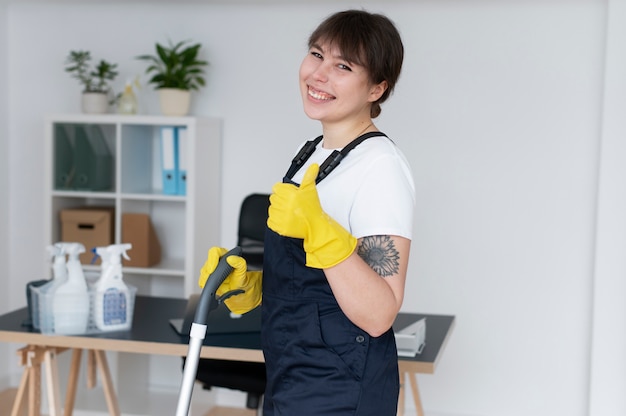 Person taking care of office cleaning