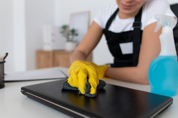 person taking care of office cleaning