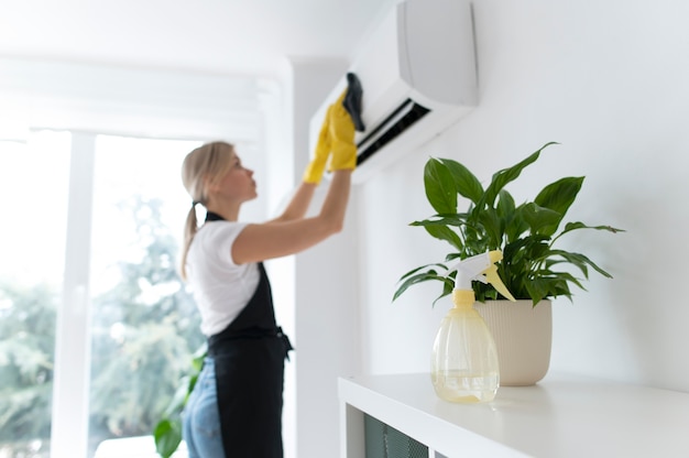 person taking care of office cleaning