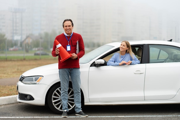 Free photo person taking driver's license exam