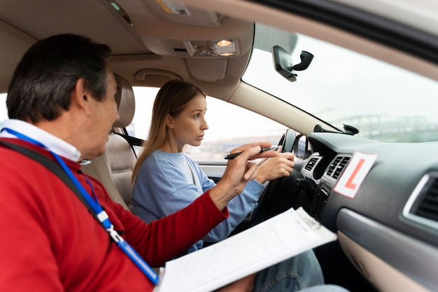 Free photo person taking driver's license exam